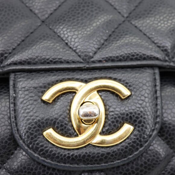 Chanel  Classic Double Flap Maxi Caviar Leather Shoulder Bag Black - Picture 12 of 15